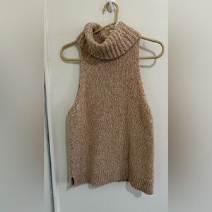 Madewell Women's S Tan Cowl Neck Sweater Vest  Cutaway Merino Wool Blend